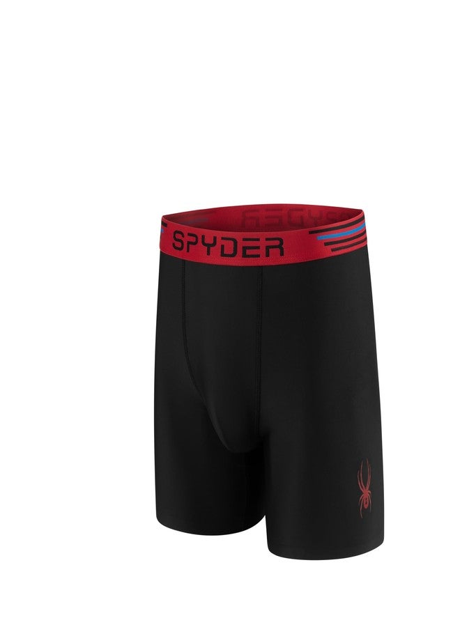 Spyder Mens Boxer Briefs 4 Pack Poly Spandex Performance Underwear/Bonded Hem Boxer Briefs (Red/Navy/Black/Blue, Medium) - Image 3